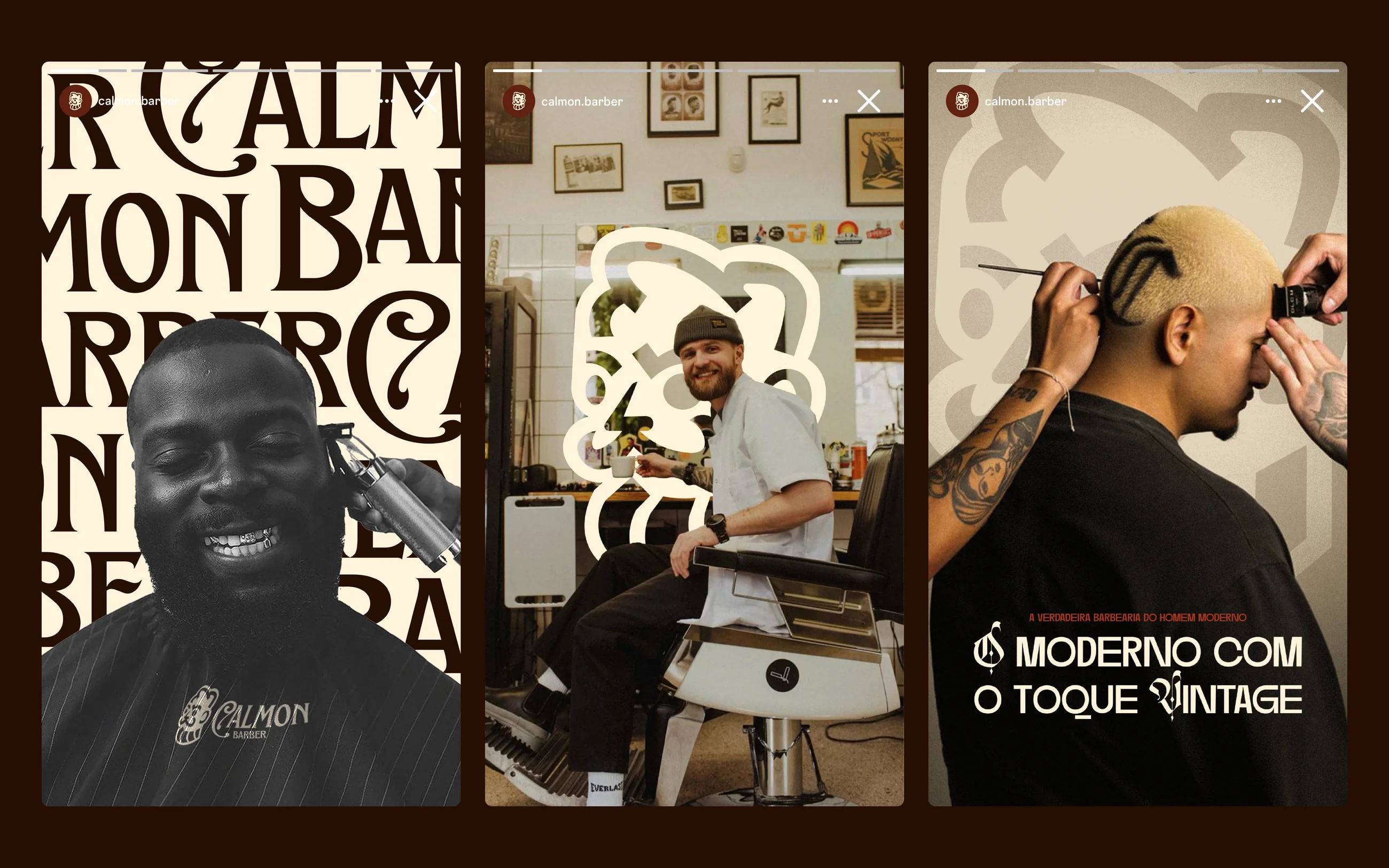 Aplicação 10 da identidade Calmon Barber